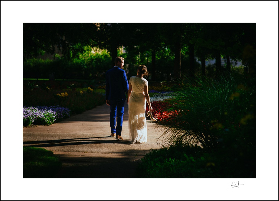 Fotoshooting mit dem Brautpaar im Stadtpark in Fürth